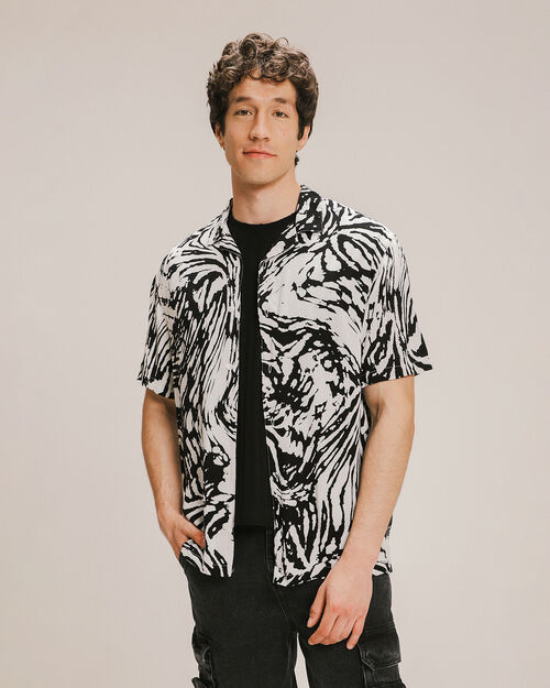 Camisa Relaxed Con Diseño Blanca